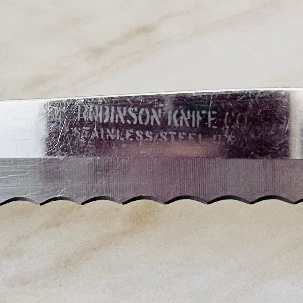 2 Vintage Robinson Knife USA Serrated Bread Knife Slicing/Carving Black Handle